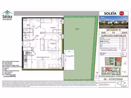 t3 en vefa avec jardin privatif de 75 m²