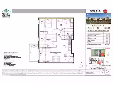 t3 neuf en vefa avec balcon  lumineux et parking