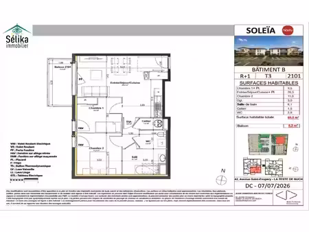 t3 neuf en vefa  balcon exposé ouest et parking