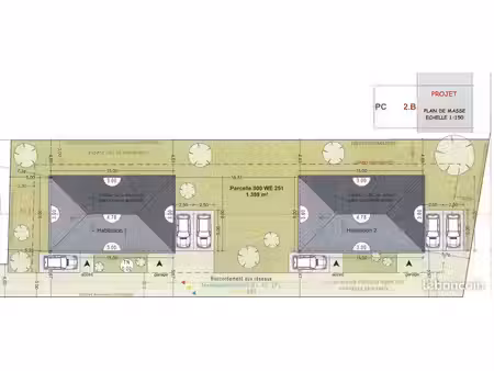 terrain 1 359 m² – permis accordé pour 2 maisons – miremont