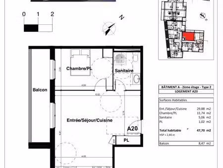 appartement 1 pièce 47 m²
