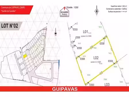 vente terrain 303 m² à guipavas (29490)  77 600 €