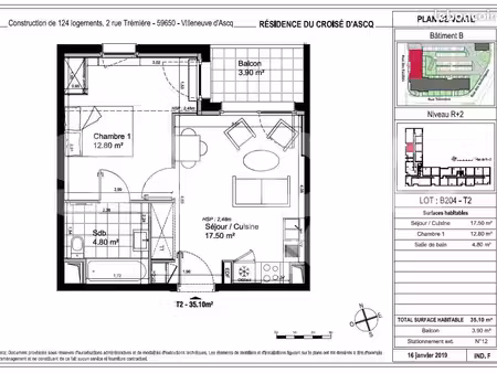 appartement 1 pièce 34 m²