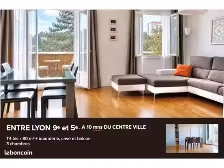 t4 bis 80 m² + buanderie (13 5 m² d’annexes) lyon 9ᵉ / 5ᵉ