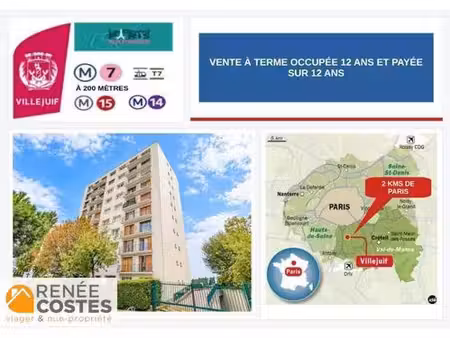 vente à terme occupée sur 144 mois - villejuif (94800)