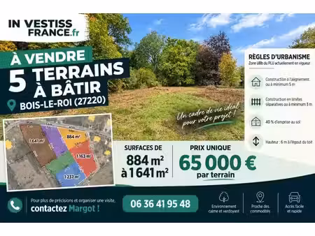 bois le roi (27) - terrain à bâtir - 1237m²