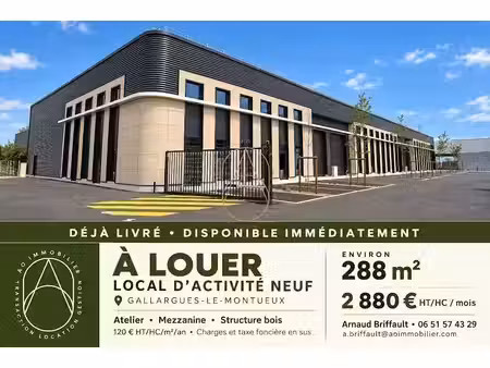 location locaux professionnels 0 pièces 280 m² à gallargues-le-montueux (30660)  2 880 €