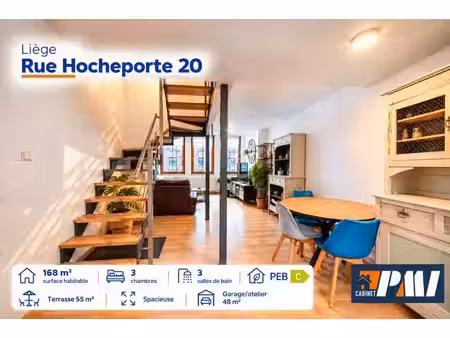 centre ville :mais. 3 ch  3 sdb  garage 48m²  terrasse 55 m²