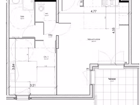 appart t2 47 m2 / particulier / terrasse / parking