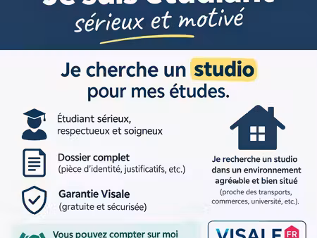 studio meublé disponible immédiatement