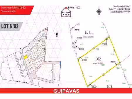 terrain 303 m² guipavas