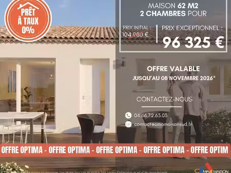 projet de construction d'une maison 62 m² avec terrain à garrigues-sainte-eulalie (30)