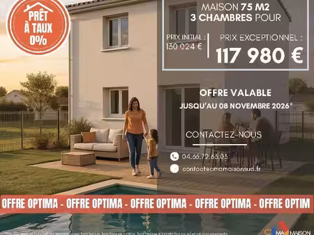projet de construction d'une maison 75 m² avec terrain à montpezat (30)