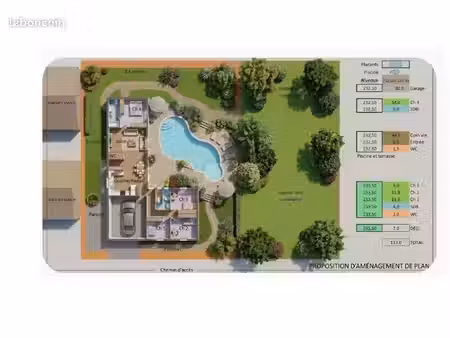 vente terrain viabilisé (537 m2) + exemple de projet de maison