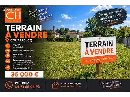terrain 400 m² coutras