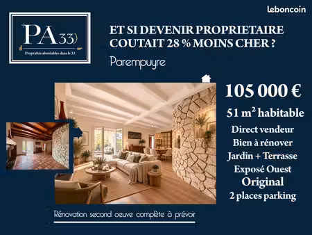 appartement + jardin + terrasse à saisir