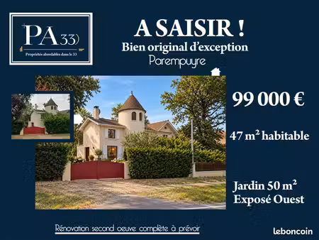 appartement rdc + jardin 50 m² rare