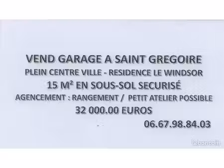 vend garage saint-gregoire 35760