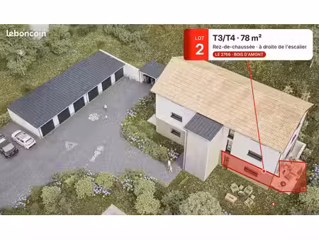 grand appartement en plateau à aménager  terrasse  parking - bois d'amont