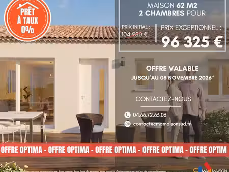 projet de construction d'une maison 62 m² avec terrain à loupian (34)
