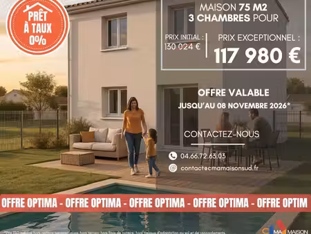 projet de construction d'une maison 75 m² avec terrain à sauteyrargues (34)