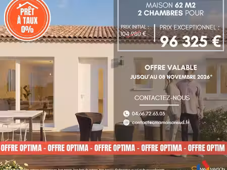projet de construction d'une maison 62 m² avec terrain à candillargues (34)