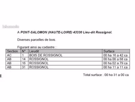 tres urgent a vendre parcelles de bois a pont salomon cause sante