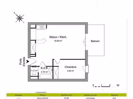 appartement 2 pièces 44 m²