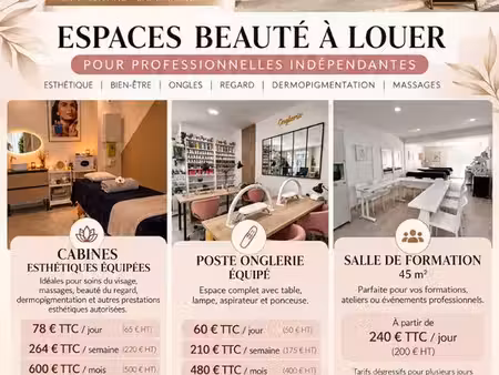 location cabine esthétique équipée / onglerie / salle formation – marseille 11e