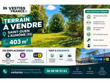 st ouen l’aumone (95) - terrain à bâtir - 403m²