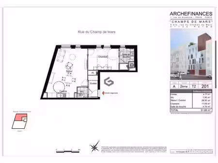 appartement 2 pièces 52 m²