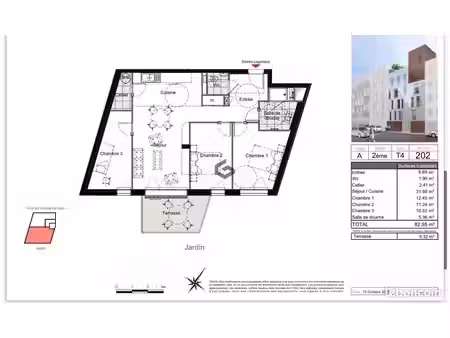 appartement 4 pièces 83 m²