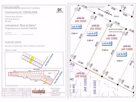 terrain 364 m² tomblaine