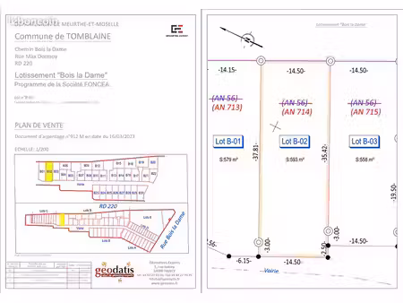 terrain 593 m² tomblaine