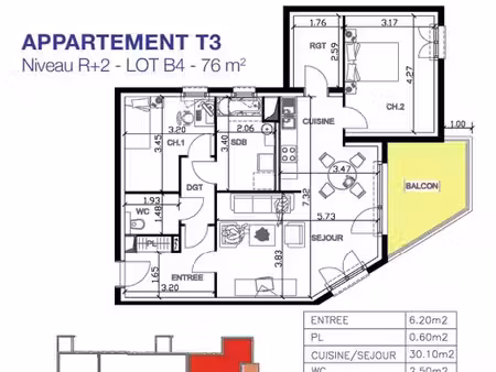 appartement t3 avec balcon et parkings  proche frontière luxembourgeoise