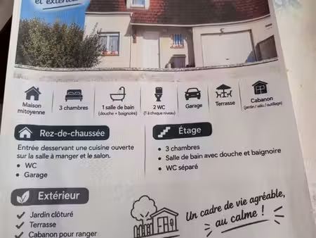 loue maison mitoyenne a crisolles