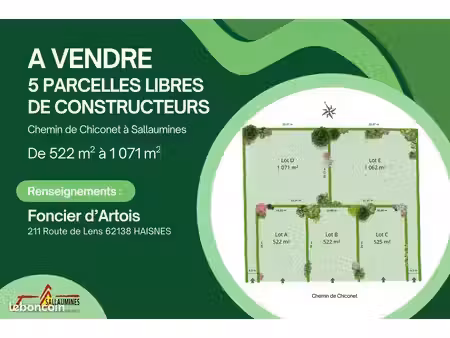 5 terrains viabilisés à vendre à sallaumines