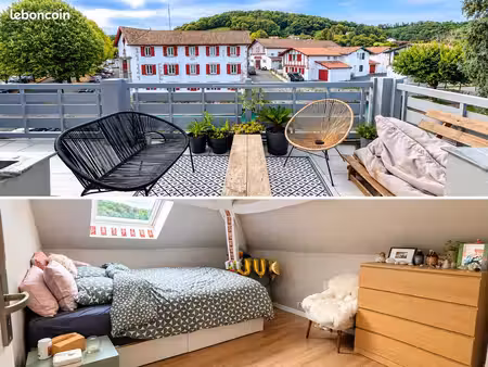 t3 atypique avec terrasse 18m² et parking - centre hasparren