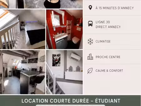 studio cosy meublé bail etudiant ou bail mobilité – 15 min d’annecy
