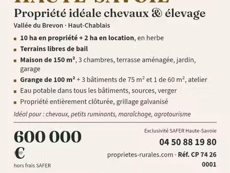 propriété agricole 12 ha avec habitation et bâtiments – haute-savoie