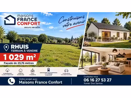 vente terrain 1029 m² à rhuis (60410)  87 000 €