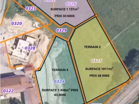 terrain 1438 m² les poulieres