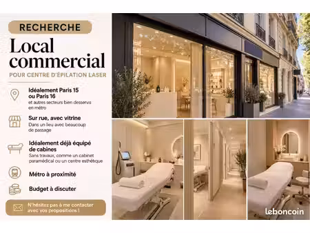recherche local commercial avec cabines pour centre esthétique