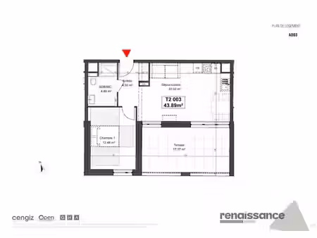 vente appartement 2 pièces 43.89 m² à thionville (57100)  198 000 €