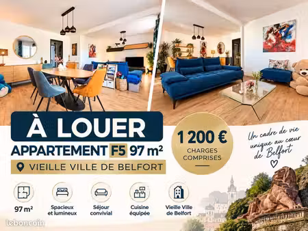 belfort vieille ville – 97 m² rénovés  3 chambres  terrasse & 2 balcons
