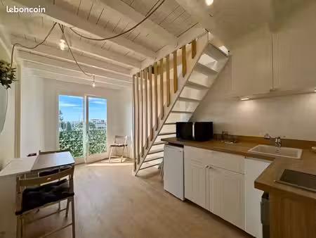 t2 duplex meublé rénové - gare st-laurent - clim - étudiant/ mobilité