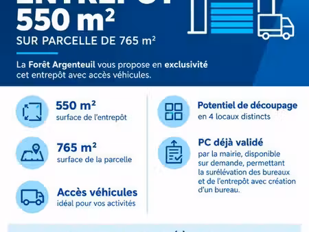 entrepôt 550 m² argenteuil