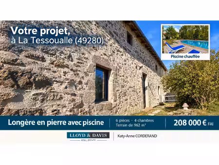 la tessoualle – longère de 1721  4 chambres  piscine chauffé