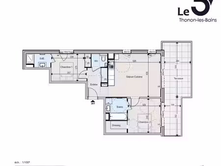 appartement 3 pièces de 61 90m² attique avec terrasse  cave et parking