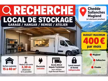 recherche local de stockage 20 à 40 m² – sallanches  cheddes  magland